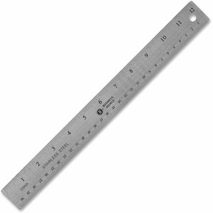 Business Source Nonskid Stainless Steel Ruler - 12" Length - 1/16, 1/32 Graduations - Metric Measuring System - Stainless Steel - Silver