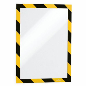 DURABLE Twin-color Border Self Adhesive Security Frame - 8.50" Holding Width x 11" Holding Height - Square Shape - Self-adhesive, Flexible, Magnetic - Black, Transparent, Yellow