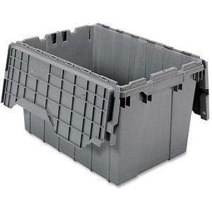 Akro-Mils Attached Lid Storage Container - Internal Dimensions: 12" Height - External Dimensions: 21.5" Length x 15" Width x 12.5" Height - 65 lb - 12 gal - Padlock, String/Button Tie Closure