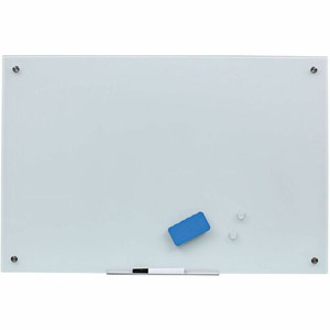 MasterVision Magnetic Glass Dry Erase Board - 24" (2 ft) Width x 36" (3 ft) Height - White Glass Surface - Rectangle - Horizontal/Vertical - Magnetic