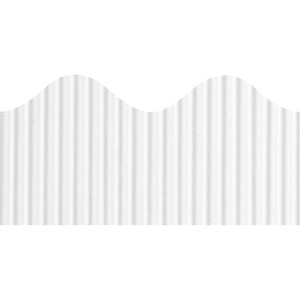 Bordette Decorative Border - Rectangle with Scalloped Trim Shape - Pin-up - Fadeless - 2.25" Width x 600" Length - White