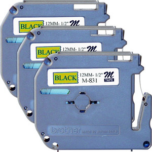 P-touch P-touch Nonlaminated M Series Tape Cartridge - 1/2" Width - Rectangle - Black, Gold