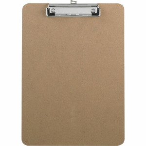 Business Source Flat Clip Clipboard - 9" x 12 1/2" Sheet Size - Hardboard - Brown - (BSN16508)