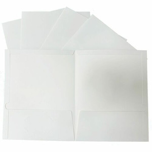 Business Source Letter Pocket Folder - 8 1/2" x 11" - 100 Sheets Capacity - 2 Internal Pocket(s) - White - Laminated, Durable, Die-cut