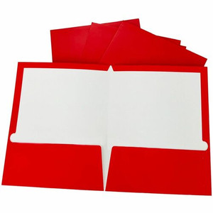 Business Source Letter Pocket Folder - 8 1/2" x 11" - 100 Sheets Capacity - 2 Internal Pocket(s) - Card Paper - Red