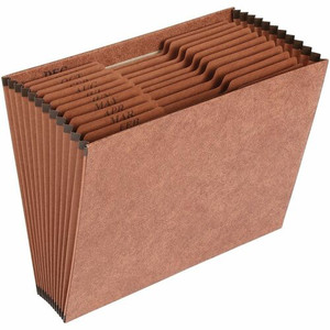 Business Source Letter Recycled Expanding File - 8 1/2" x 11" - 12 Pocket(s) - Brown - 30% Recycled - (BSN26536)