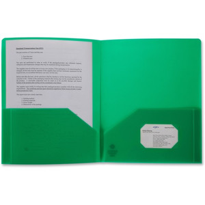 Business Source Letter Portfolio - 8 1/2" x 11" - 30 Sheets Capacity - 2 Pocket(s) - Green