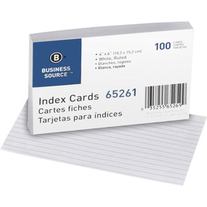 Business Source Ruled White Index Cards (BSN65261BX) View Product Image