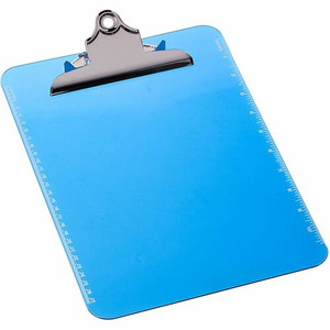 Business Source Spring Clip Plastic Clipboard - 8 1/2" x 11" Sheet Size - Spring Clip - Plastic - Blue - (BSN01863BX)