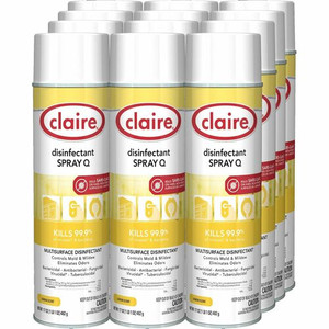 Claire Multipurpose Disinfectant Spray - Ready-To-Use - 17 fl oz (0.5 quart) - Lemon Scent - Antibacterial - Yellow