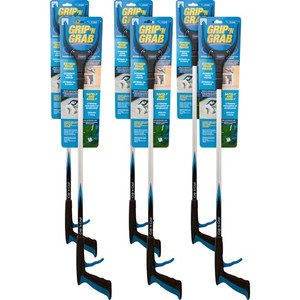 Ettore Grip 'n Grab Multipurpose Pickup Tool - 32" Reach - Lightweight, Rust Proof, Articulating Head, Comfortable Handle - Aluminum, Plastic, Rubber - Blue