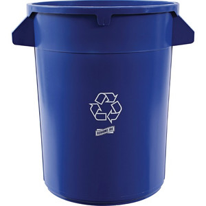 Genuine Joe Heavy-Duty Trash Container - 32 gal Capacity - Side Handle, Venting Channel - Plastic - Blue - (GJO60464)