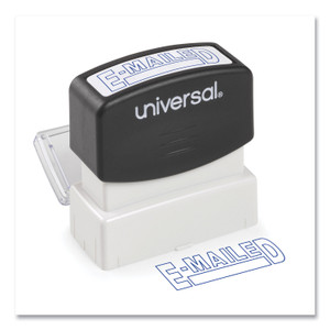 Universal Message Stamp, E-MAILED, Pre-Inked One-Color, Blue (UNV10058) View Product Image