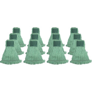 Genuine Joe Synthetic Blend Medium Mophead - Rayon, Cotton - Green