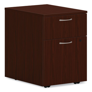 HON Mod Mobile Pedestal, Left or Right, 2-Drawers: Box/File, Legal/Letter, Traditional Mahogany, 15" x 20" x 20" (HONPLPMBFLT1) View Product Image