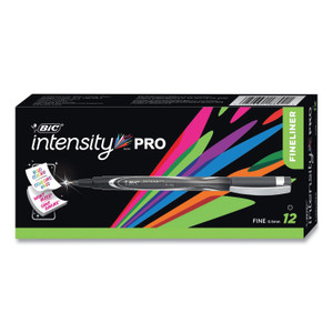 BIC Intensity Porous Point Pen, Stick, Fine 0.5 mm, Black Ink, Black Barrel, Dozen (BICFPIN11BK) View Product Image