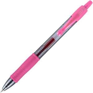 Pilot G2 -7 Retractable Gel Roller Pens - 0.7 mm Fine Pen Point - Refillable - Retractable - Pink Ink - Gel-based