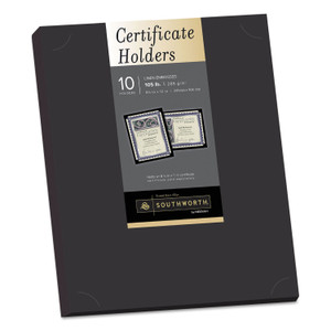 Southworth Certificate Holder, Black, 105lb Linen Stock, 12 x 9.5, 10/Pack