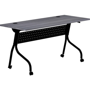Lorell Flip Top Training Table - Charcoal Rectangle, Melamine Top - Black Four Leg Base - 4 Legs x 60" Table Top Width x 23.60" Table Top Depth - 29.50" Height - Melamine