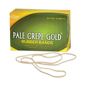 Alliance Pale Crepe Gold Rubber Bands, Size 117B, 0.06" Gauge, Golden Crepe, 1 lb Box, 300/Box (ALL21405) View Product Image