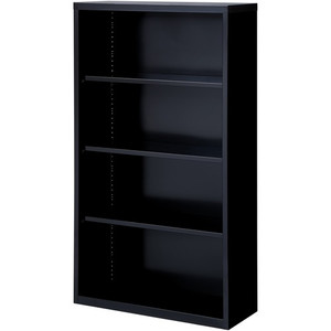 Lorell Fortress Series Bookcase - 34.5" Width x 13" Depth x 60" Height - 4 x Shelf(ves) - Black - Powder Coated - Steel