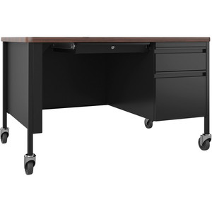 Lorell Fortress Series 48" Mobile Right-Pedestal Teachers Desk - 29.5" Height x 48" Width x 30" DepthBox, File Drawer(s) - Single Pedestal on Right Side - T-mold Edge
