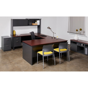 Lorell Mahogany Laminate/Charcoal Modular Desk Series Pedestal Desk - 2-Drawer (LLR79144) View Product Image