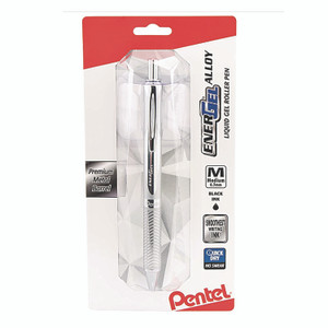 Pentel EnerGel Alloy RT Gel Pen, Retractable, Medium 0.7 mm, Black Ink, Polished Aluminum Barrel