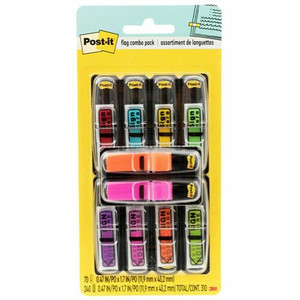 Post-it Post-it Printed Message Flags Value Pack - 1/2" Flag/Note Width x 1 3/4" Flag/Note Length - Arrow - SIGN HERE - Assorted - Self-stick, Repositionable, Removable