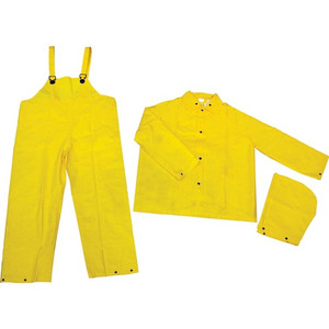 River City Three-piece Rainsuit - Recommended for: Agriculture, Construction, Transportation, Sanitation, Carpentry, Landscaping - Extra Large - Water Protection - Snap Closure - Polyester, Polyvinyl Chloride (PVC)
