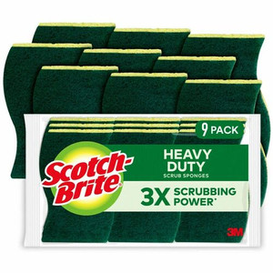 Scotch-Brite Heavy-Duty Scrub Sponges - 2.8" Height x 4.5" Width - 9/Pack - 5 / Carton