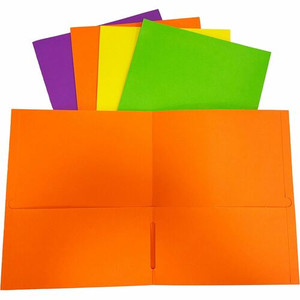Sparco Letter Pocket Folder - 8 1/2" x 11" - 2 Internal Pocket(s) - Leatherette - Assorted