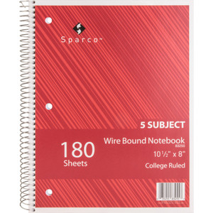 Sparco Wirebound College Ruled Notebooks - 180 Sheets - Wire Bound - College Ruled Front Ruling - Unruled Margin - 8" x 10 1/2" Sheet Size - Assorted Paper - Assorted Chipboard Cover - SPR83255 Sparco Wirebound College Ruled Notebooks - 180 Sheets - Wire Bound - College Ruled Front Ruling - Unruled Margin - 8" x 10 1/2" Sheet Size - Assorted Paper - Assorted Chipboard Cover - SPR83255