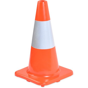 Tatco Sturdy Molded Reflective Traffic Cone - Cone Shape - Reflective Paint, Stackable - Outdoor - Polyvinyl Chloride (PVC) - Orange