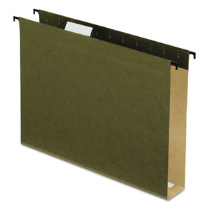 Pendaflex Extra-Capacity SureHook Hanging Folders, 2" Capacity, Letter Size, 1/5-Cut Tabs, Standard Green, 20/Box