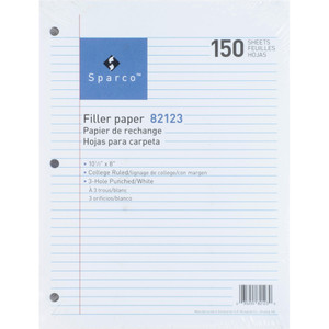 Sparco Filler Paper,College-Ruled,16lb.,10-1/2"x8",1800sh/BD,WE (SPR82123BD) View Product Image