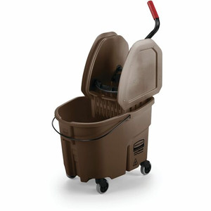 Rubbermaid Commercial WaveBrake Combo Mop Bucket - 8.75 gal - Splash Resistant - 23.5" x 15.5" x 20" - Tubular Steel, Plastic - Brown