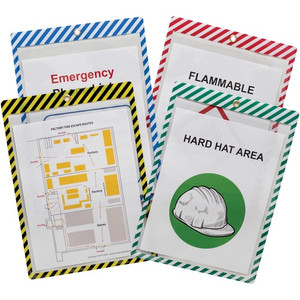 C-Line Safety Striped Shop Ticket Holders - 0.1" Height x 9.8" Width x 13.6" Length - Vinyl - Assorted