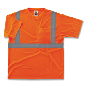 ergodyne GloWear 8289 Class 2 Hi-Vis T-Shirt, Polyester, Orange, Large, Ships in 1-3 Business Days (EGO21514) View Product Image