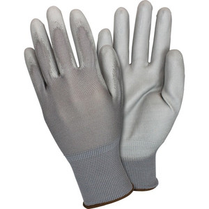 Safety Zone Gray Coated Knit Gloves - Polyurethane Coating - Small Size - Gray - Knitted, Comfortable, Abrasion Resistant, Machine Washable, Cut Resistant - For Food Handling, Janitorial Use, Painting, Pet Care, Food Service