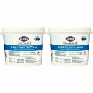 Clorox Healthcare Bleach Germicidal Wipes Bucket - Ready-To-Use - 12" Length x 12" Width - Anti-corrosive, Antibacterial - White - 110/Tub - (CLO30358PL)