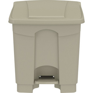 Safco Plastic Step-on Waste Receptacle - 8 gal Capacity - Easy to Clean, Foot Pedal, Lightweight - 17.3" Height x 16" Width x 16" Depth - Plastic - Tan