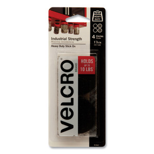 VELCRO Brand Industrial Strength Heavy-Duty Fastener, 1.88" dia, Black, 4 Fasteners