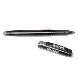 AbilityOne 7520016580391, SKILCRAFT Erasable Re-Write Gel Pen, Stick, Medium 0.7 mm, Black Ink, Smoke/Black Barrel, Dozen