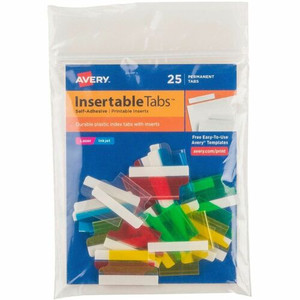 Avery Index Tabs with Printable Inserts - Print-on Tab(s) - 1" Tab Height - Self-adhesive, Permanent - Assorted Plastic Tab(s)