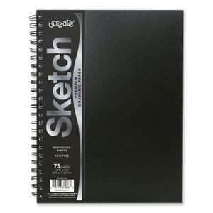 Pacon UCreate Poly Cover Sketch Book, 43 lb Cover Paper Stock, Black Cover, 75 Sheets per Book, 12 x 9 Sheets (PACPCAR37088) View Product Image