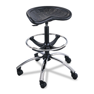 Safco Sitstar Height Adjustable Stool - Polyurethane Seat Material - Metal Frame Material - 5-star Base - Black