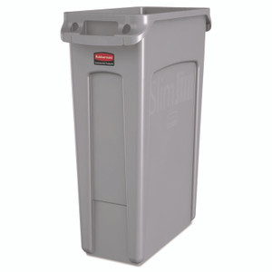 Rubbermaid Commercial Slim Jim with Venting Channels, 23 gal, Plastic, Gray