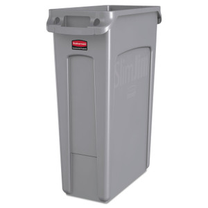 Rubbermaid Commercial Slim Jim with Venting Channels, 23 gal, Plastic, Gray (RCP354060GY) View Product Image