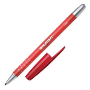 AbilityOne - Pen, Ballpoint, Stick, Refillable, Rubberized Barrel, Red, Medium Point - (7520-01-357-6842) (7520013576842)